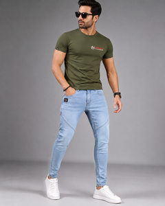 Jean en denim noir coupe droite pour homme, taille mi-haute, en coton lavé, style formel, respirant, léger, idéal pour l'été, pas cher - Product Image 4