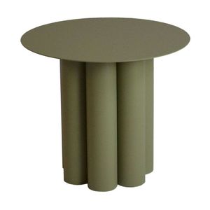 Table basse ronde moderne et minimaliste en métal, base pilier cannelée, design industriel, pour salon, vente en gros - Product Image 1