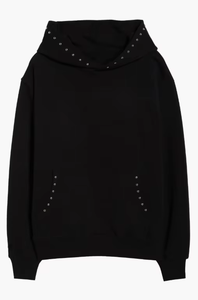 Sweat-shirt à capuche oversize noir pour homme avec strass, en molleton bouclette, style streetwear décontracté - Product Image 3