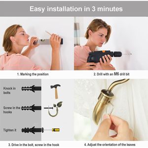 Fermacurtain a Forma di Foglia in Metallo Fatti a Mano, 2 Pezzi, Ganci da Parete per Tende, Accessori per Finestre e Aste - Product Image 3