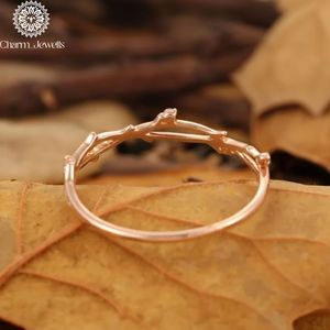 Charm_Jewells Rose Gold Moissanite <b>Ring</b> Plant Design Prong Setting Classic Romantic Women's Engagement IGI Certified - Product Image 5