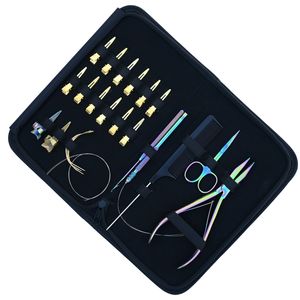 Kit d'outils pour extensions capillaires : Crochet, fil, peigne à queue, aiguille, pince de sectionnement, ciseaux à doigts, pince à sertir plate - Product Image 1