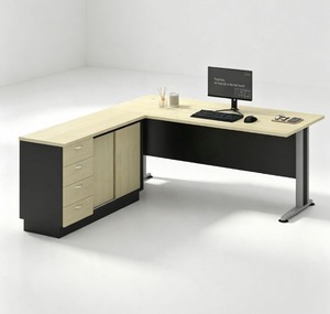 Escritorio Ejecutivo Moderno en Forma de L con Superficie de Melamina y Gabinete de Almacenamiento, 4 Opciones de Almacenamiento, Muebles de Oficina para Uso Comercial AY - Product Image 3