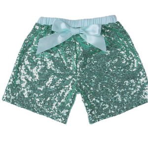 Summer Fashion Bling Rainbow Bowknot <b>Sequin</b> 100% Cotton Quick Dry Baby Girl Shorts Cute Casual Party Wear - Product Image 3