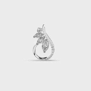 Collier pendentif de luxe pour femme en argent 925 plaqué rhodium avec diamant marquise, motif floral, chaîne maille forçat - Product Image 2