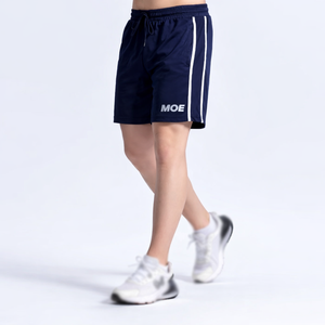 Shorts de sport décontractés pour hommes à rayures latérales, taille élastique, en polyester, pour la gym, personnalisables en gros, séchage rapide MOE - Product Image 4