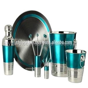 Ensemble d'outils de barre de shaker à cocktail professionnel ensemble d'outils de barman ensemble de barre Kit spécial de barman en acier inoxydable de couleur bleue - Product Image 1