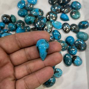 Cabochons en turquoise naturelle en vrac, pierres précieuses bleues polies, écologiques, formes variées avec certificat, pour la fabrication de bijoux - Product Image 3