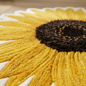 Alfombra de Lana Premium Hecha a Mano con Diseño de Girasol, Antideslizante, Suave y Moderna para Decoración de Sala de Estar y Dormitorio - Product Image 6