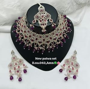 Gold Plated Brass Zircon <b>Kundan</b> Bridal <b>Jewelry</b> Set Choker Necklace Drop Earrings Tikka High Quality Engagement Wedding Party - Product Image 1