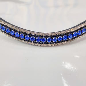 Hand Made <b>Blue</b> Black and White Crystal Diamond Brow Band Horse Decorative Equestrian <b>Tack</b> Show Quality Product - Product Image 1