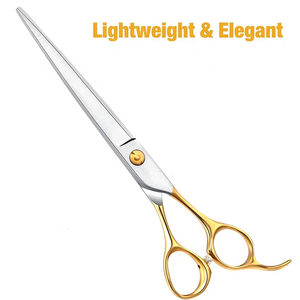 Tijeras de Peluquería Profesionales de Alta Calidad con Diseño Personalizado, para Diestros, Mango Mediano, 28 Dientes, Semi-Plateadas en Oro, Duraderas - Product Image 2