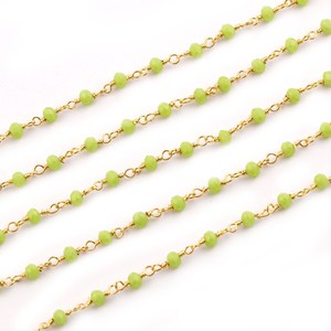 Chaîne de chapelet en perles d'hydroperidote verte, rondelles 3MM 3.5MM, plaquée or jaune, pour la fabrication de bijoux, prix de gros en vrac - Product Image 5