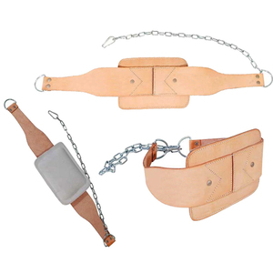 Heavy Duty Leather Cross Training <b>Waist</b> Trimmer <b>Chain</b>-Adjustable Dipping Gym Belt Back Support for Unisex Bodybuilding - Product Image 6