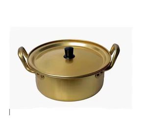 Calentadores de Alimentos de Aluminio Anodizado Premium, Olla Dorada con Acabado Cepillado y Doble Asa, Cazuelas Modernas para Hogar y Hotel - Product Image 6