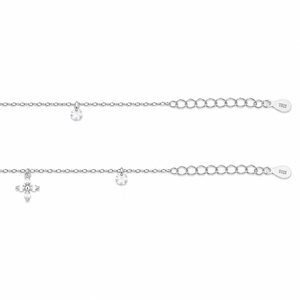 925 Sterling Silver Cross Charm <b>Anklet</b> for Women High Polish Cubic Zirconia Dangle Design Daily Wear Beach Party Anniversary - Product Image 4