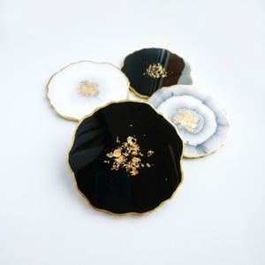Juego de posavasos de resina con lámina de oro al por mayor, posavasos de resina epoxi de ágata hechos a mano, resistentes al calor, para un hogar elegante - Product Image 2