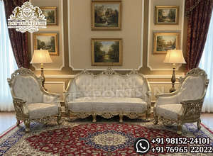 Juego de Sofás de Madera de Teca Tallada Tradicional y Moderna para Sala de Estar, Estilo Palacio Imperial, Origen Indio, Precio de Fábrica - Product Image 5