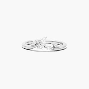 14K White Gold Marquise Leaf Lab Grown Diamond <b>Open</b> <b>Ring</b> - Product Image 1