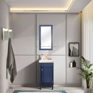 Modern Classic <b>Small</b> Bathroom Vanity with Solid Wood & Plywood <b>Sink</b> Cabinet Set 17 Inch Hotel Use Phuoc Hung PHBPV Floor Mounted - Product Image 1