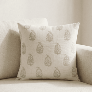 Elegant White Leaf Printed <b>Sofa</b> Pillow <b>Cover</b> <b>For</b> Hotel Hospital Farmhouse Decor Accent Block Print 20X20 Pillow <b>Covers</b> - Product Image 5