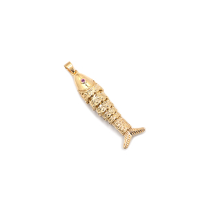 Pendentif en laiton plaqué or 18 carats en forme de poisson avec zircone cubique rose pour la fabrication de bijoux et colliers - Product Image 4