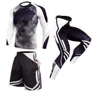 <b>Men's</b> Rash Guard Set Full Sleeve <b>Compression</b> Wear Digital Print Quick Dry Spandex Polyester UPF50+ Anti-Bacterial Sports Kit - Product Image 3