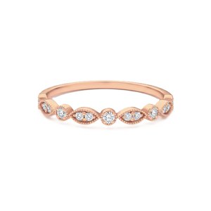 Bague de promesse en or massif 9K 10K avec diamant de laboratoire rond, style vintage Milgrain, et demi-alliance de mariage en moissanite - Product Image 2