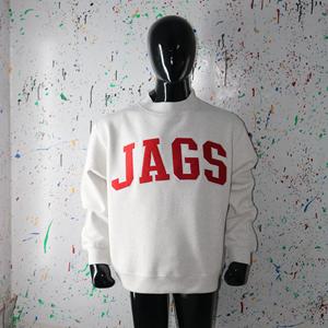 JAGS WHITE <b>Mock</b> <b>Neck</b> Sweatshirt 100% RED Applique Embroidery wide <b>neck</b> Sweatshirt Finer Threads - Product Image 4