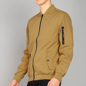 Blouson bomber pour homme, couleur unie, fermeture éclair, vêtement décontracté pour l'automne, coupe-vent, matière polyester, col rabattable - Product Image 1