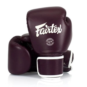 ถุงมือชกมวย Fairtex รุ่น Personalized  บุหนานุ่มสบาย ระบายอากาศได้ดี ซับเหงื่อ  สีแดงเบอร์กันดี หนังแท้ - Product Image 1