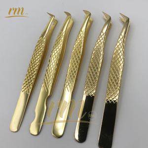 Pince à épiler de greffage de flocon de neige de logo personnalisé professionnel 45 75 pince à épiler d'extension de cils en acier inoxydable à 90 degrés avec pointe pointue - Product Image 2