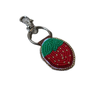 Accesorio con Cuentas Hecho a Mano en India, Ecológico, con Diseño de Frutas, Porta Llaves Ovalado, Regalo Hecho a Mano para Mujeres, Hombres y Amigos - Product Image 1