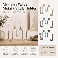 Candélabre scandinave en métal à 4 bras, design moderne ondulé, pour table à manger, décoration intérieure, vente au détail