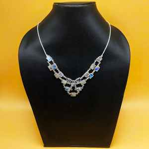 Wholesale Bohemian Style 925 <b>Silver</b> Necklace Rainbow Moonstone Chalcedony <b>Rope</b> <b>Chain</b> Fashionable Wedding Engagement Party - Product Image 2