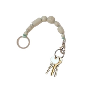 Wholesale Price Cream Mixed Beads Keychain Bracelet Unique Shapes Key Holder Minimal Car Keyring Stylish Accessory - Product Image 1