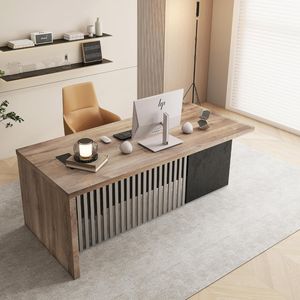 Bureau d'ordinateur exécutif en acier inoxydable, poste de travail moderne pour la maison et le bureau - Product Image 1