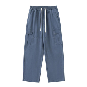 Spring New Light Weight Men's Casual Solid Color All-match Loose <b>Straight</b> <b>Leg</b> Mid Flat Multi-Pockets <b>Leg</b> <b>Cargo</b> Pant - Product Image 1