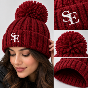 Custom Winter Pom Pom Knitted <b>Beanie</b> <b>Hat</b> Warm Chunky Ribbed Cuff Soft <b>Wool</b> Look Wholesale OEM ODM Unisex Streetwear - Product Image 3