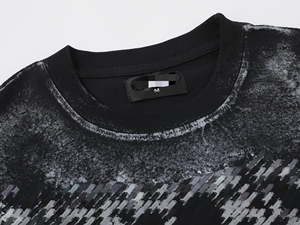 T-shirt personnalisé pour homme à manches courtes avec motif graphique en strass sur le devant, imprimé éclaboussures de peinture à la brosse, en coton épais blanc - Product Image 6