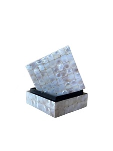 Boîte de rangement pour bijoux de mariage rectangulaire artisanale en nacre bleue avec incrustation de fleurs, écologique, de la marque ILAHI, boîte cadeau décorative Uttar - Product Image 2