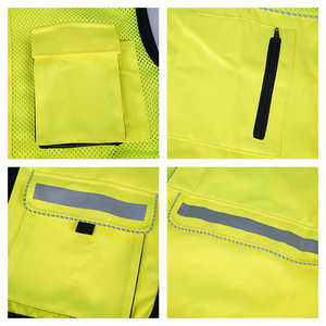 Gilet de travail haute visibilité pour homme, respirant, en maille, col en V, avec bandes réfléchissantes et plusieurs poches, vêtement d'extérieur d'été - Product Image 4