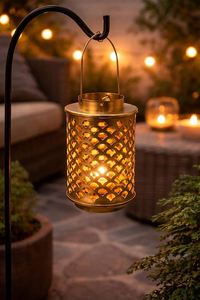 Moroccan Style Brass Lantern Decorative Candle Holder <b>Heat</b> Resistant Hanging Home Garden Outdoor <b>Lighting</b> - Product Image 5