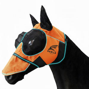 Masque anti-mouches pour chevaux, doux, extensible, protection UV, confortable, avec oreilles, respirant, élastique, avec couvre-yeux en maille - Product Image 2