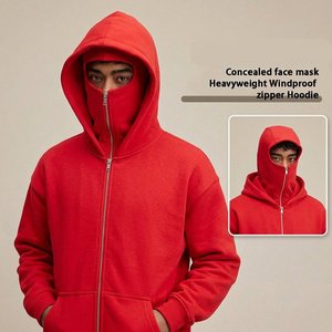 Sweat-shirt à capuche zippé intégral pour homme avec logo personnalisé, style streetwear, double capuche, couleur unie, polaire, mode urbaine - Product Image 1