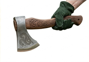 Hacha de Dragón de Acero al Carbono Forjada a Mano de Primera Calidad – Mango Celta con Grabado Artístico – Regalo Premium para Amantes de la Naturaleza – Herramienta de Supervivencia de Alta Gama - Product Image 3