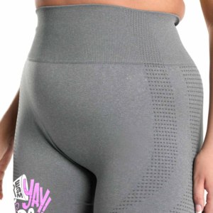 Shorts Deportivos de Punto Gris de Cintura Alta, Cintura Elástica, Transpirables, Ropa Deportiva para Mujer, Estilo Urbano, 100% Algodón - Product Image 2