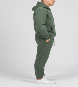 Conjunto Deportivo con Capucha para Hombre en Verde Oliva, Sudadera y Pantalones de Algodón con Logotipo Estampado en la Parte Delantera, Ropa Casual de Otoño - Product Image 2
