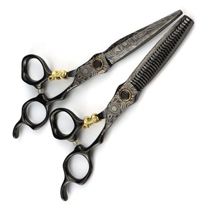 New Barber Scissors Fashion 6 to 7.5 Inch Bearing <b>Screw</b> Black Beauty <b>Flat</b> Tooth Hair Cutting Scissors with Stainless Steel - Product Image 6