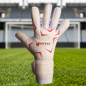 Custom Design White and Red Breathaprene Soccer Goalkeeper <b>Glove</b> with 4mm German Latex Medius Cut Flat Palm Goalkeeper <b>Gloves</b> - Product Image 6
